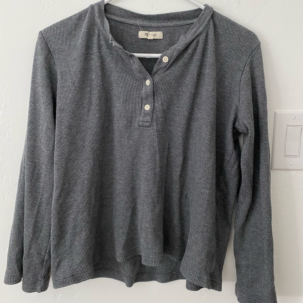 Madewell Waffle Henley grey size medium
